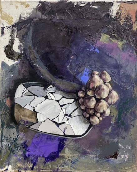 Katrin Brause aka Heichel: Grund I, 2020, Öl auf Leinwand, 30 x 24 cm

